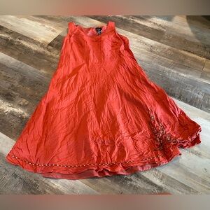 Positive Attitude Orange Sleeveless Scoop Neck Maxi linen Sundress